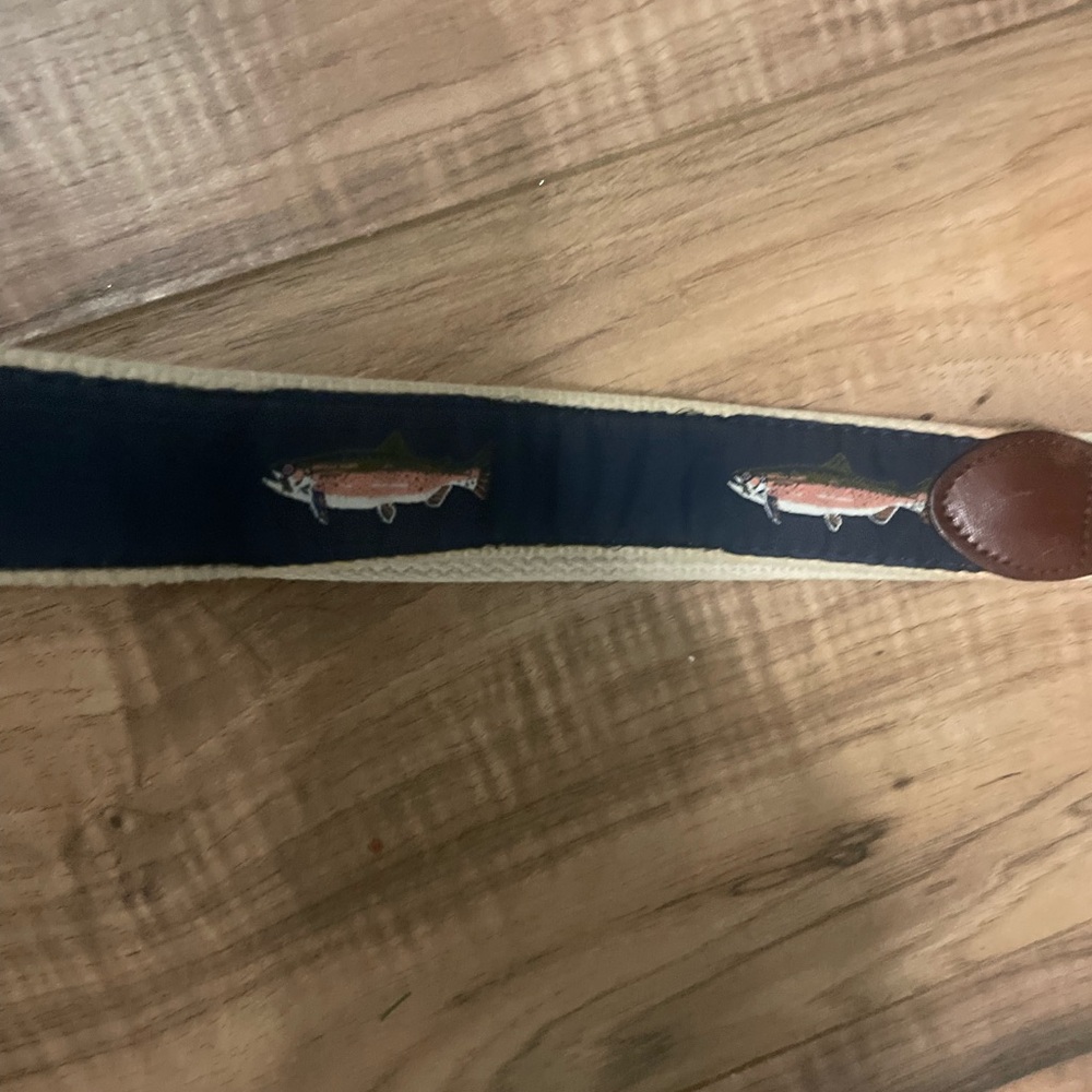 Fish Patterned Belt with Leather Accents